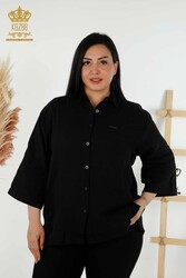 Рубашка Манжеты Детальный производитель женской одежды из хлопчатобумажной лайкры - 20403 | Настоящий текстиль - Thumbnail
