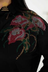 Рубашки из хлопка и лайкры Производитель женской одежды с цветочным узором - 17053 | Настоящий текстиль - Thumbnail