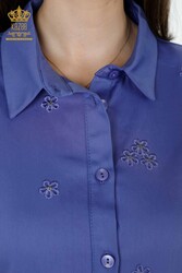 рубашки из хлопчатобумажной лайкры с цветочной вышивкой Производитель женской одежды - 20350 | Настоящий текстиль - Thumbnail