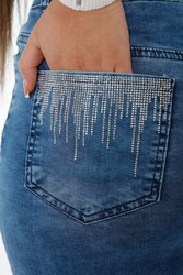 Джинсовая юбка из трикотажной ткани из лайкры Производитель женской одежды с каменной вышивкой - 4178 | Настоящий Текстиль - Thumbnail