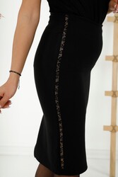 Юбка из трикотажной ткани из лайкры Производитель женской одежды с каменной вышивкой - 4245 | Настоящий Текстиль - Thumbnail