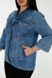Likra Örmeli İle Üretilen Taş İşlemeli Kot Ceket Kadın Giyim Üreticisi - 20373 | Reel Tekstil - Thumbnail