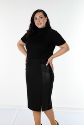 فتحة تنورة مصنوعة من قماش ليكرا المحبوك الشركة المصنعة للملابس النسائية - 4222 | نسيج حقيقي - Thumbnail