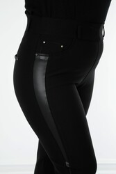 Likralı Örme Kumaş İle Üretilen Tayt Pantolon Deri Detaylı Kadın Giyim Üreticisi - 3656 | Reel Tekstil - Thumbnail