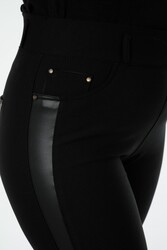 Likralı Örme Kumaş İle Üretilen Tayt Pantolon Deri Detaylı Kadın Giyim Üreticisi - 3656 | Reel Tekstil - Thumbnail