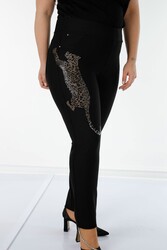 Likralı Örme Kumaş İle Üretilen Tayt Pantolon Kaplan Desenli Taş İşlemeli Kadın Giyim Üreticisi - 3639 | Reel Tekstil - Thumbnail