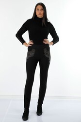 Likralı Örme Kumaş İle Üretilen Tayt Pantolon Kristal Taş İşlemeli Kadın Giyim Üreticisi - 3610 | Reel Tekstil - Thumbnail