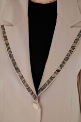 Hergestellt aus gestricktem Lycra - Jacke mit Steinstickerei - Hersteller von Damenbekleidung - 20292 | Echtes Textil - Thumbnail