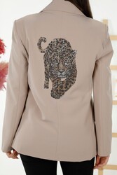 Hergestellt aus gestricktem Lycra - Jacke mit Steinstickerei - Hersteller von Damenbekleidung - 20292 | Echtes Textil - Thumbnail