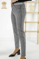 Produced with Lycra Knitted Jeans - Stone Embroidered - Women's Clothing Manufacturer - 3688 | Real Textile - Thumbnail