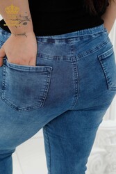 Made with Lycra Knitted Jeans - Elastic Waist - Pockets - Women's Clothing Manufacturer - 3679 | Real Textile - Thumbnail