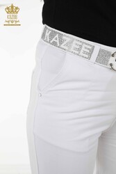 Produced with Lycra Knitted Trousers - Belt - Pockets - Women's Clothing Manufacturer - 3685 | Real Textile - Thumbnail