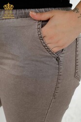 Women's Clothing Manufacturer with Elastic Waist Trousers Produced with Lycra Knitted - 3676 | Real Textile - Thumbnail
