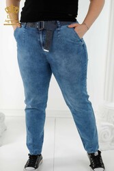 Prodotto con Maglia in Lycra - Jeans - Cintura - Ricami Pietra - Produttore Abbigliamento Donna - 3686 | Tessuto reale - Thumbnail