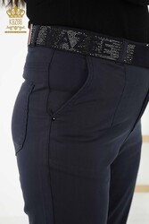 Prodotto con Maglia Lycra Pantaloni - Cintura - Tasche - Produttore Abbigliamento Donna - 3685 | Tessuto reale - Thumbnail