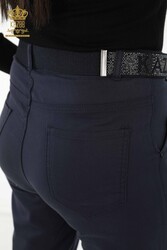 Prodotto con Maglia Lycra Pantaloni - Cintura - Tasche - Produttore Abbigliamento Donna - 3685 | Tessuto reale - Thumbnail