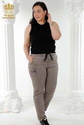 Produttore di Abbigliamento Donna con Elastico in Vita Pantalone Prodotto con Maglia in Lycra - 3676 | Tessuto reale - Thumbnail