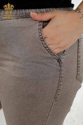 Produttore di Abbigliamento Donna con Elastico in Vita Pantalone Prodotto con Maglia in Lycra - 3676 | Tessuto reale - Thumbnail