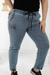 Produttore di Abbigliamento Donna con Elastico in Vita Pantalone Prodotto con Maglia in Lycra - 3676 | Tessuto reale - Thumbnail