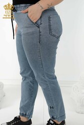 Produttore di Abbigliamento Donna con Elastico in Vita Pantalone Prodotto con Maglia in Lycra - 3676 | Tessuto reale - Thumbnail