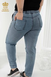 Produttore di Abbigliamento Donna con Elastico in Vita Pantalone Prodotto con Maglia in Lycra - 3676 | Tessuto reale - Thumbnail