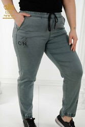 Produttore di Abbigliamento Donna con Elastico in Vita Pantalone Prodotto con Maglia in Lycra - 3676 | Tessuto reale - Thumbnail