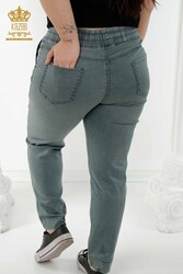 Produttore di Abbigliamento Donna con Elastico in Vita Pantalone Prodotto con Maglia in Lycra - 3676 | Tessuto reale - Thumbnail