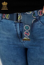 Hergestellt aus gestricktem Lycra Jeans - Gürtel - Taschen - Hersteller von Damenbekleidung – 3681 | Echtes Textil - Thumbnail