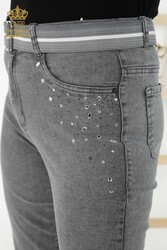 Hergestellt aus Lycra-Strick Jeans - Steinbestickt - Hersteller von Damenbekleidung – 3688 | Echtes Textil - Thumbnail