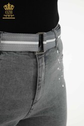 Hergestellt aus Lycra-Strick Jeans - Steinbestickt - Hersteller von Damenbekleidung – 3688 | Echtes Textil - Thumbnail