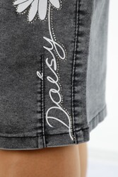 Hergestellt aus gestricktem Lycra-Stoff - Stein bestickter Rock - Hersteller von Damenbekleidung - 4177 | Echtes Textil - Thumbnail