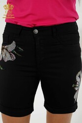 Shorts aus Lycra-Strickstoff. Steinbestickter Hersteller von Damenbekleidung – 3525 | Echtes Textil - Thumbnail