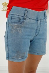 Shorts aus Lycra-Strickstoff. Steinbestickter Damenbekleidungshersteller – 3531 | Echtes Textil - Thumbnail