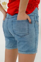 Shorts aus Lycra-Strickstoff. Steinbestickter Damenbekleidungshersteller – 3531 | Echtes Textil - Thumbnail