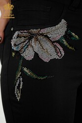 Pantaloncini realizzati con tessuto a maglia in lycra Produttore di abbigliamento femminile ricamato in pietra - 3525 | Tessuto reale - Thumbnail