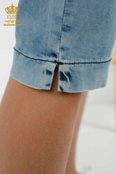 Pantalone Capri Dettaglio cintura Prodotto con tessuto a maglia in lycra Produttore di abbigliamento femminile - 3504 | Tessuto reale - Thumbnail