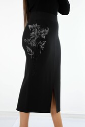 Jupe en tissu tricoté Lycra avec broderie de fleurs Fabricant de vêtements pour femmes - 4206 | Vrai textile - Thumbnail