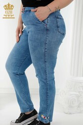Fabriqué avec du lycra tricoté - Jeans - Taille élastique - Poches - Fabricant de vêtements pour femmes - 3679 | Vrai textile - Thumbnail