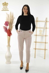 Fabriqué avec du Lycra Tricoté Pantalon - Ceinture - Poches - Fabricant de vêtements pour femmes - 3685 | Vrai textile - Thumbnail