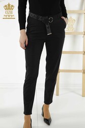 Fabriqué avec du Lycra Tricoté Pantalon - Ceinture - Poches - Fabricant de vêtements pour femmes - 3685 | Vrai textile - Thumbnail