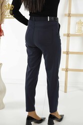 Fabriqué avec du Lycra Tricoté Pantalon - Ceinture - Poches - Fabricant de vêtements pour femmes - 3685 | Vrai textile - Thumbnail