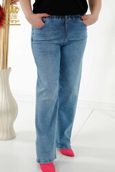 Pantalon fabriqué avec une poche élastique à la taille tricotée en lycra Fabricant de vêtements pour femmes - 3695 | Vrai textile - Thumbnail