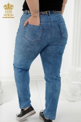 Realizzato con Lycra lavorato a maglia - Jeans - Cintura - Tasche - Produttore di abbigliamento femminile - 3681 | Tessuto reale - Thumbnail