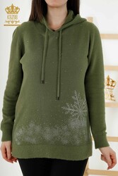 Maglieria Felpa con cappuccio in filato d'angora Produttore di abbigliamento femminile - 40003 | Tessuto reale - Thumbnail