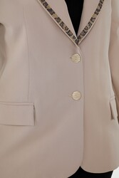سترة مطرزة بالحجر مصنوعة من الشركة المصنعة للملابس النسائية المحبوكة من الليكرا - 20292 | نسيج حقيقي - Thumbnail