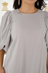 Pamuk Likra Kumaş İle Üretilen Elbise Balon Kol Kadın Giyim - 20329 | Reel Tekstil - Thumbnail