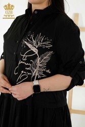 Pamuk Likra Kumaş İle Üretilen Elbise Düğme Detaylı Kadın Giyim - 20324 | Reel Tekstil - Thumbnail