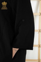 Pamuk Likra Kumaş İle Üretilen Elbise Yarım Düğme Detaylı Kadın Giyim - 20384 | Reel Tekstil - Thumbnail