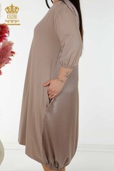 Pamuk Likra Kumaş İle Üretilen Elbise Yazı Detaylı Kadın Giyim - 20331 | Reel Tekstil - Thumbnail