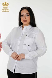 Pamuk Likra Kumaş İle Üretilen Gömlek Cep Detaylı Kadın Giyim Üreticisi - 20312 | Reel Tekstil - Thumbnail